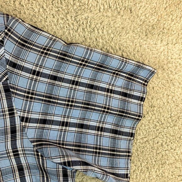 Rustler Western Shirt Mens Large X Long Tails Blue Plaid Pearl Snap Cowboy Ranch - Picture 6 of 11